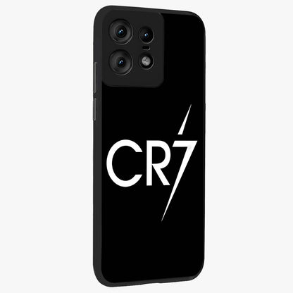 Cr7 Elite Strike Glass Case upright view showcasing energetic football inspired design with modern sports aesthetic.