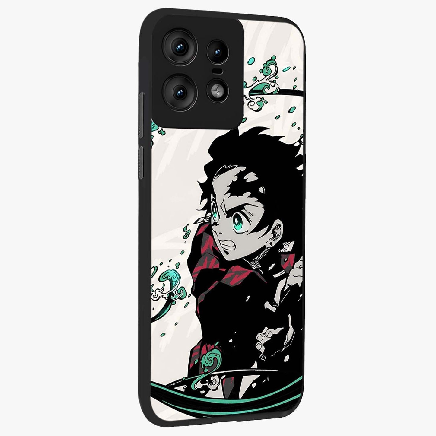 Demon Slayer Glass Case upright view showcasing powerful anime artwork with intense warrior theme.