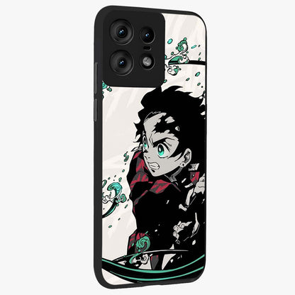 Demon Slayer Glass Case upright view showcasing powerful anime artwork with intense warrior theme.