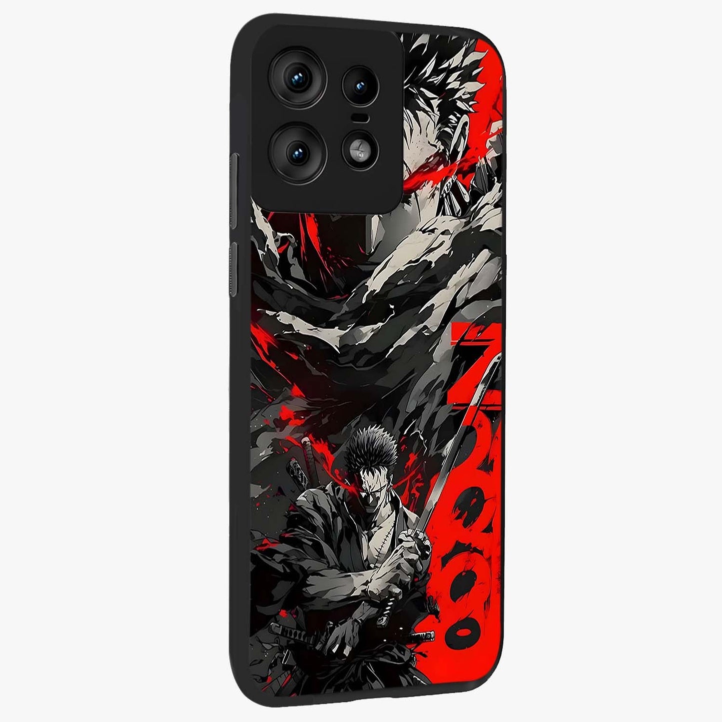 Demon Sword Resolve Glass Case upright view showcasing dramatic warrior artwork with intense battle theme.