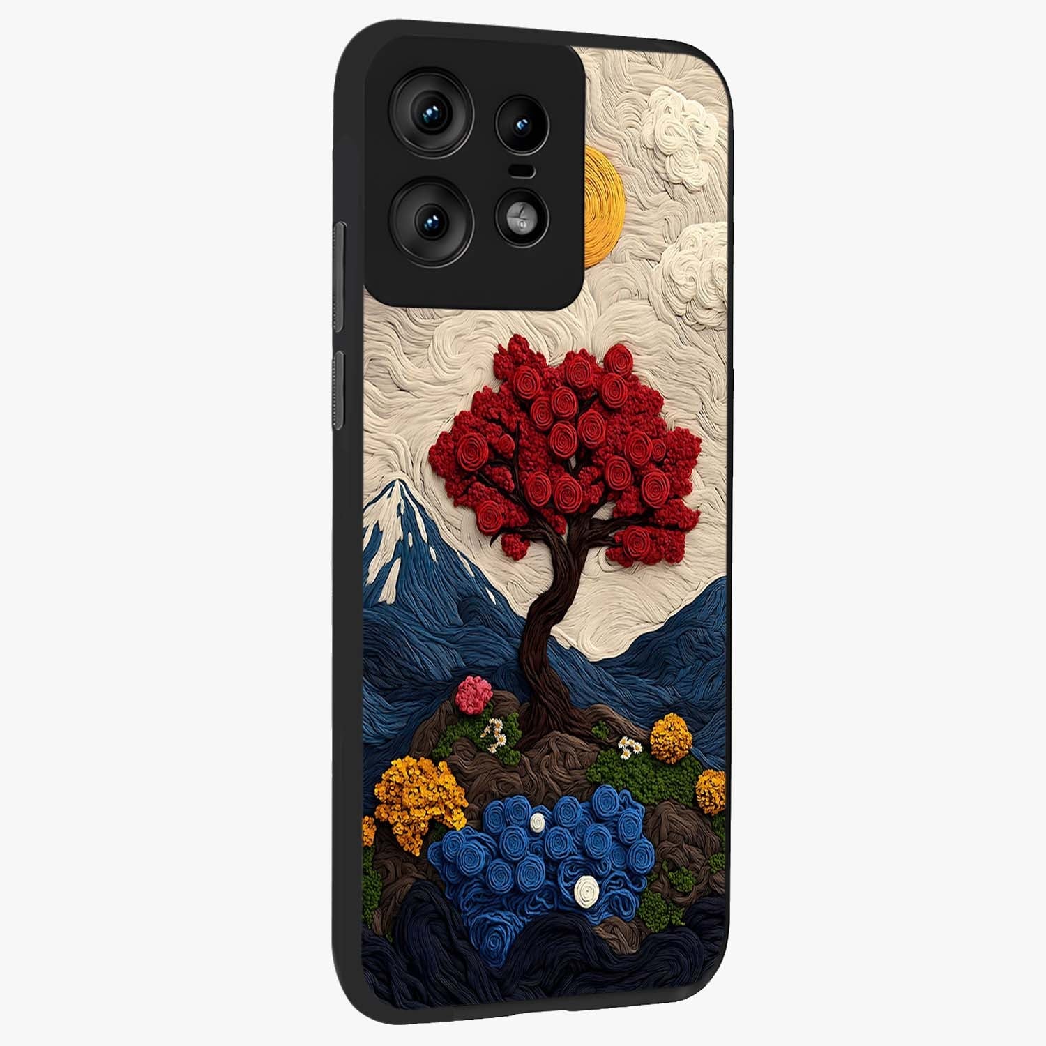 Eternal Nature Tapestry Glass Case upright view showcasing elegant nature tapestry design with decorative style.