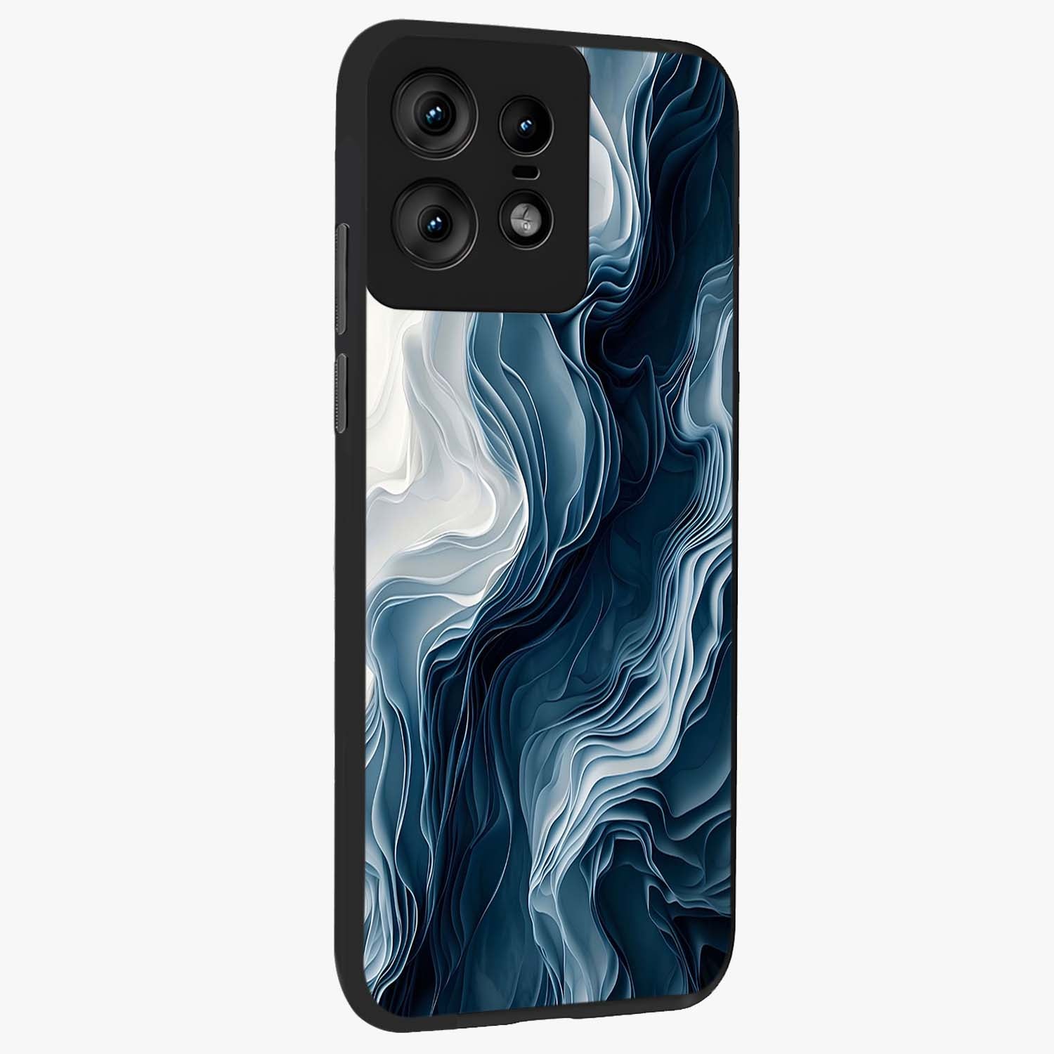 Ethereal Paper Marble Glass Case upright view showcasing smooth marble artwork with refined minimalist theme.