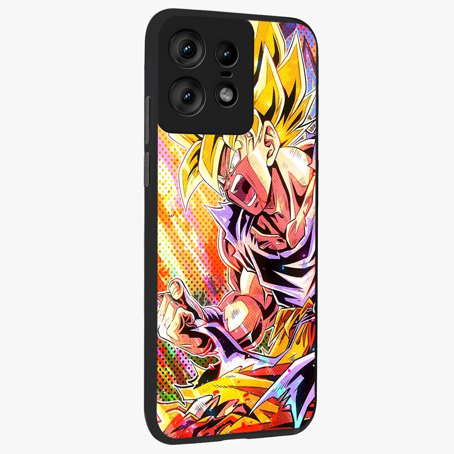 Firing Goku Glass Case upright view showcasing energetic anime artwork with bold warrior theme.