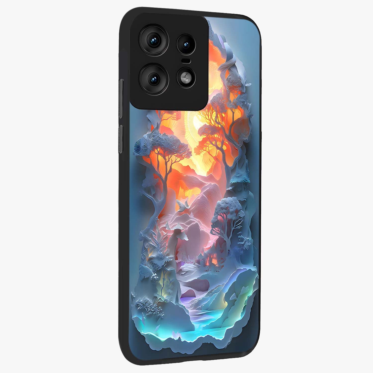 Glow Forest Portal Glass Case upright view showcasing enchanted forest portal artwork with fantasy nature theme.