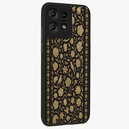 Golden Evil Eye Mandala Glass Case upright view showcasing decorative evil eye mandala artwork with spiritual aesthetic style.