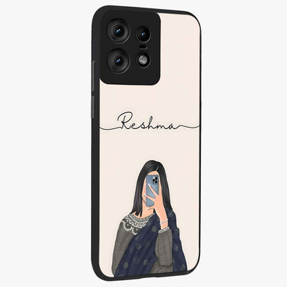 Mirror Mood Muse With Custom Name Glass Case upright view showcasing artistic mirror themed artwork with personalized aesthetic.