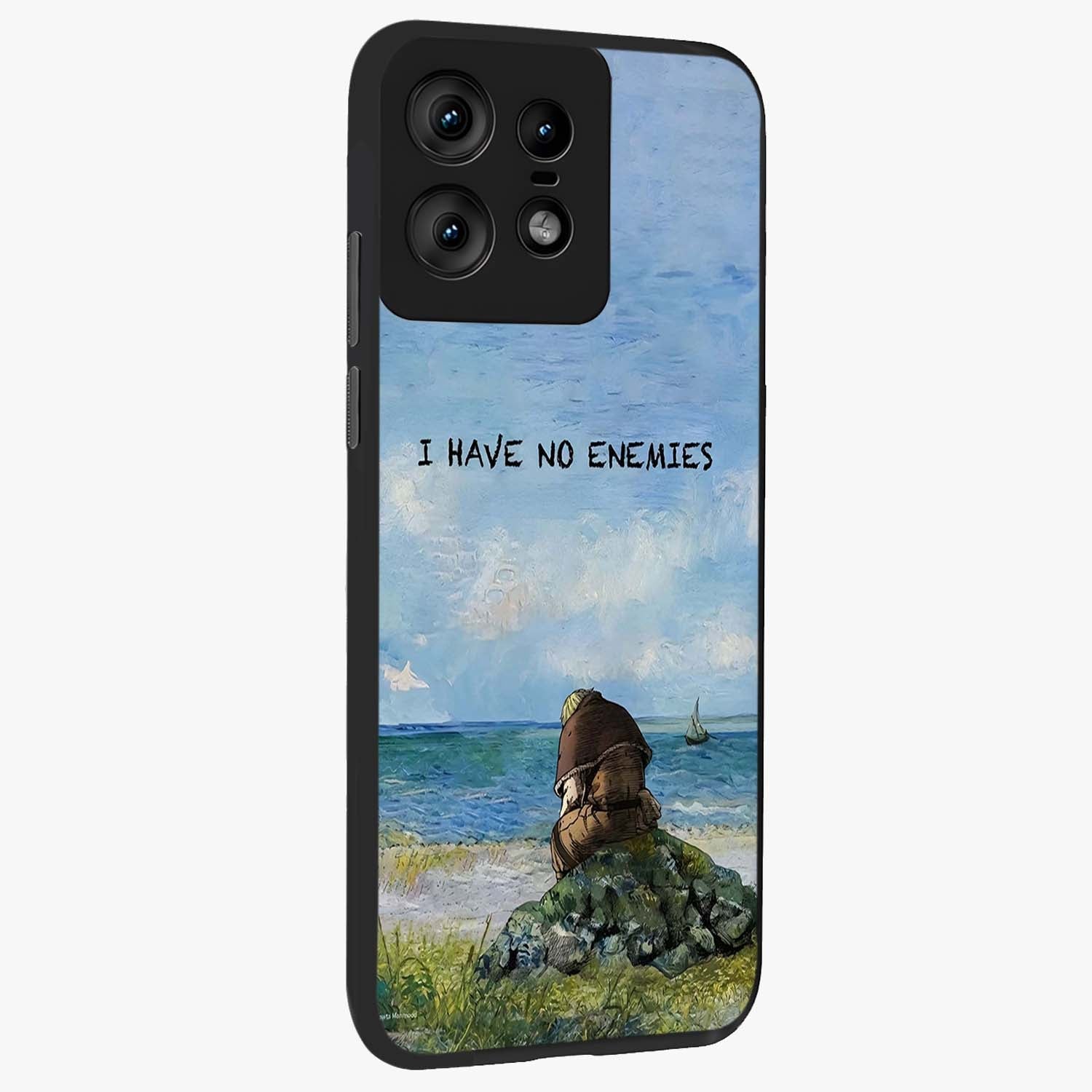 Peace Beyond War Glass Case upright view showcasing powerful peace symbol artwork with inspirational theme.