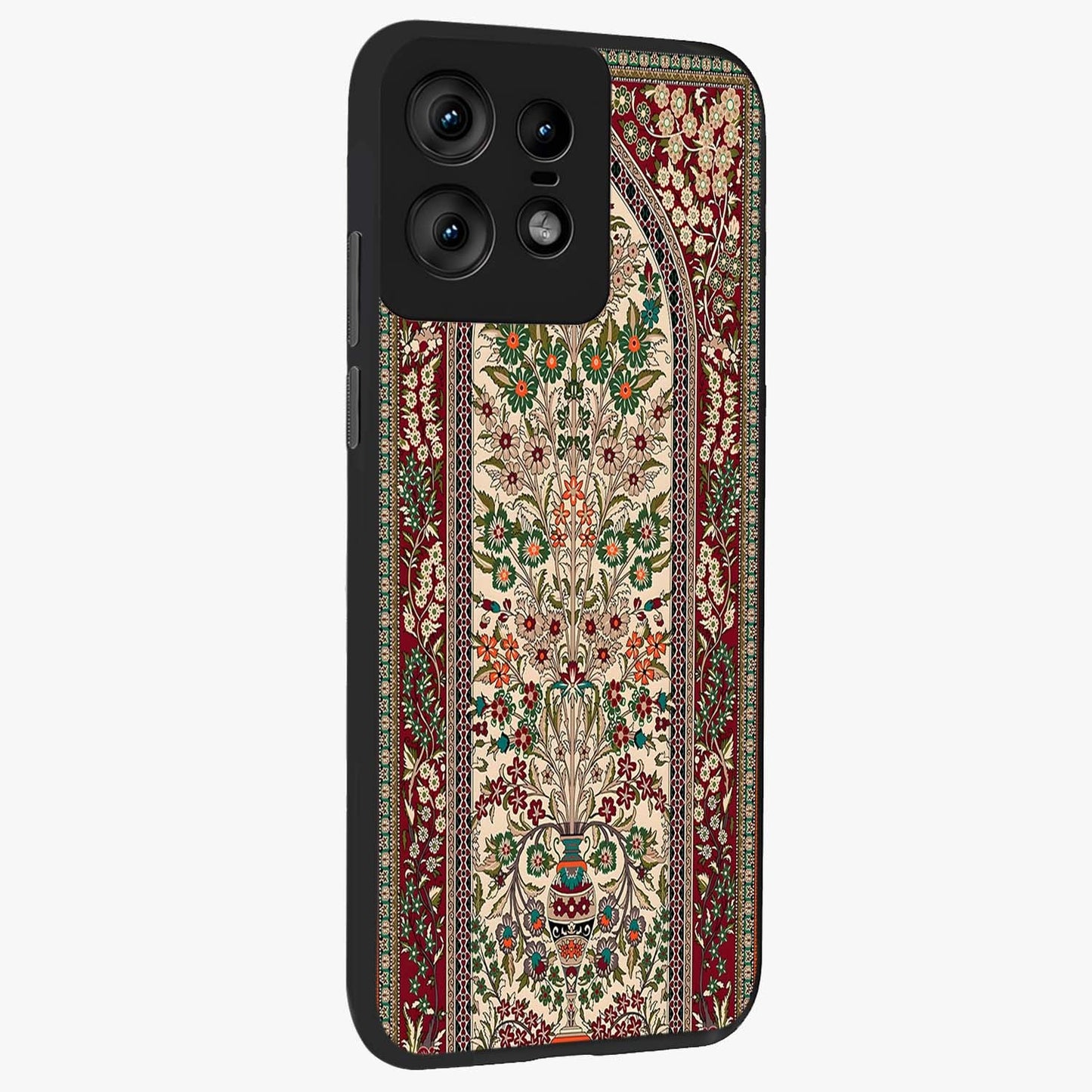 Persian Inspired Glass Case upright view showcasing decorative Persian artwork with rich heritage theme.