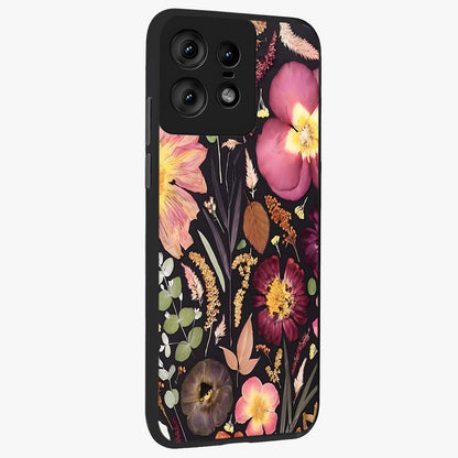 Petal Dream Tapestry Glass Case upright view showcasing detailed floral tapestry artwork with artistic nature theme.