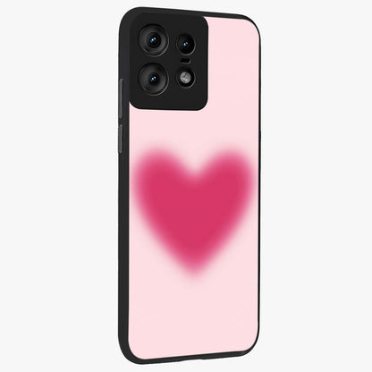 Pink Aura Heart Glass Case upright view showcasing romantic heart artwork with soft pastel theme.