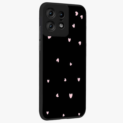Pink Love Drops Glass Case upright view showcasing charming heart drop artwork with romantic playful theme.