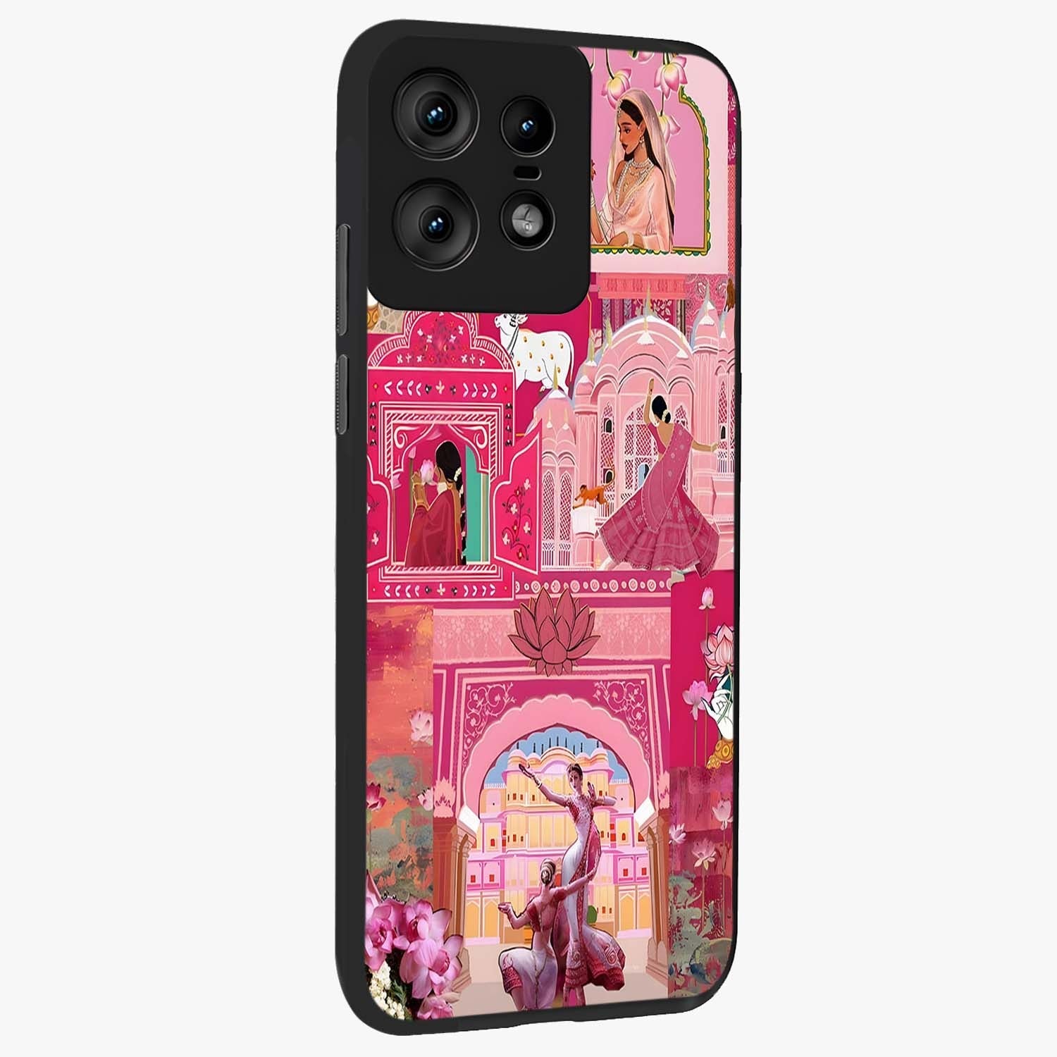 Pink Palace Muse Glass Case upright view showcasing artistic palace artwork with graceful royal theme.