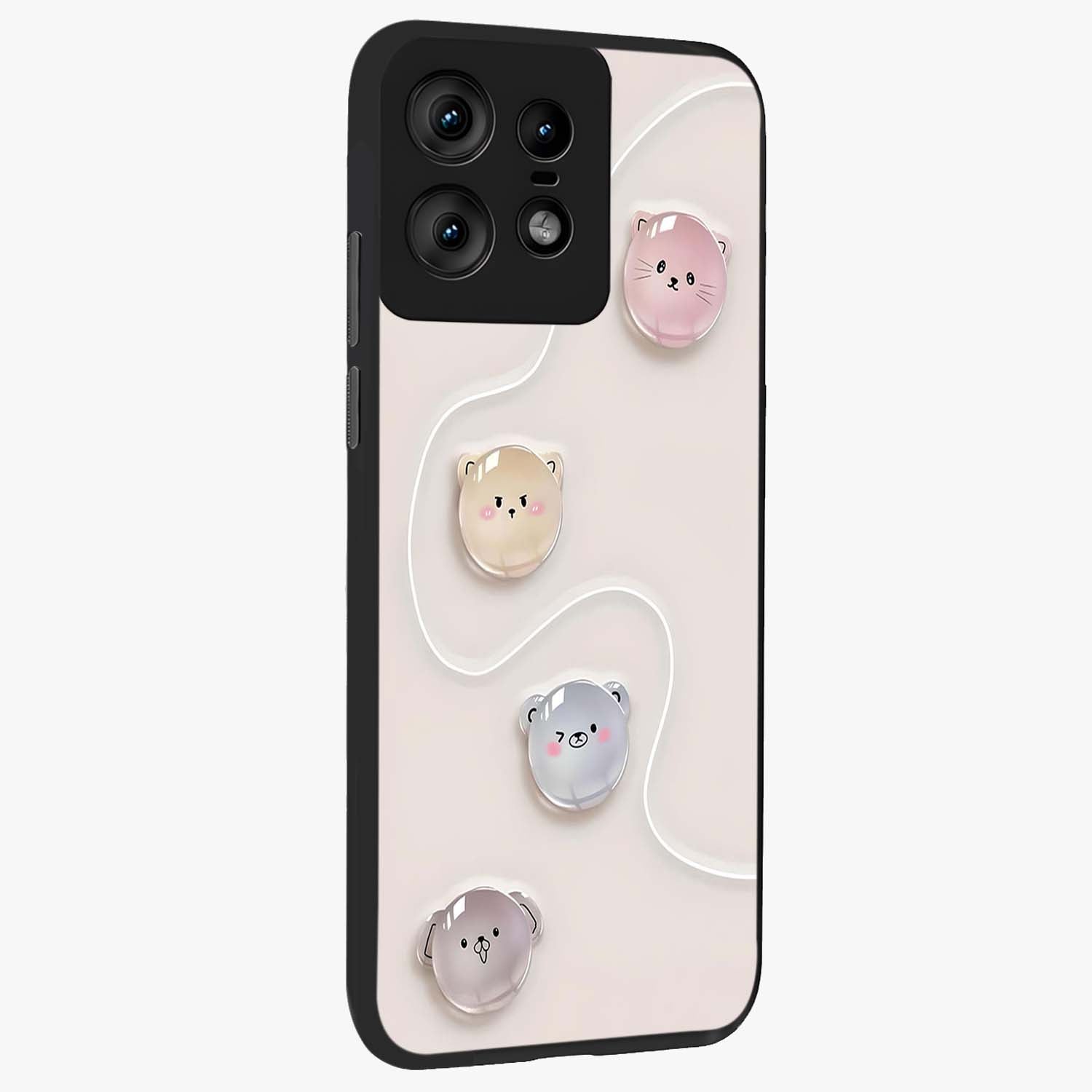 Puffy Face Parade Glass Case upright view showcasing adorable character artwork with cheerful animated theme.