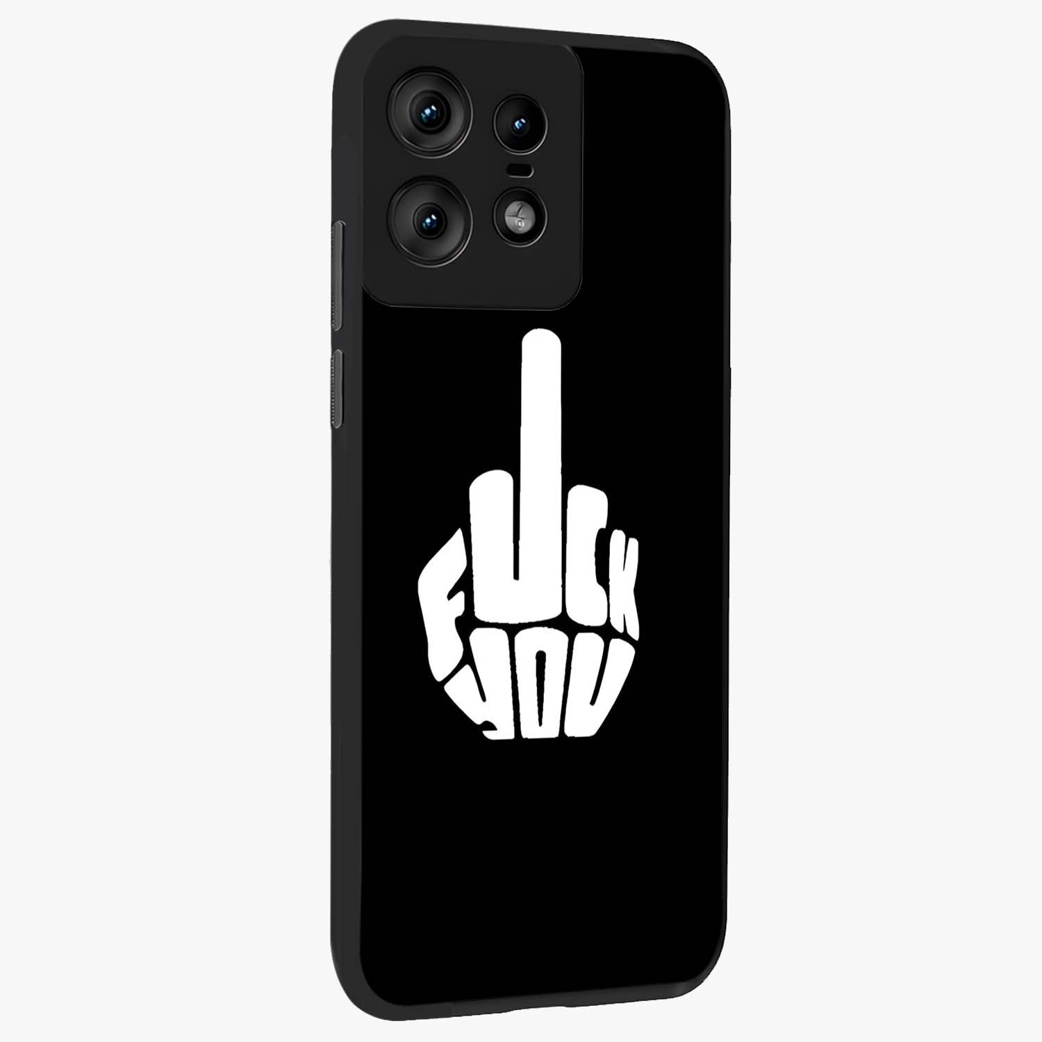 Rebel Mode On Glass Case upright view showcasing striking statement artwork with bold rebellious theme.