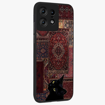 Regal Magic Cat Apple Glass Case upright view showcasing charming cat artwork with playful magical theme.
