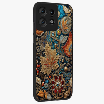 Royal Jewel Garden Glass Case upright view showcasing rich floral artwork with luxurious garden theme.