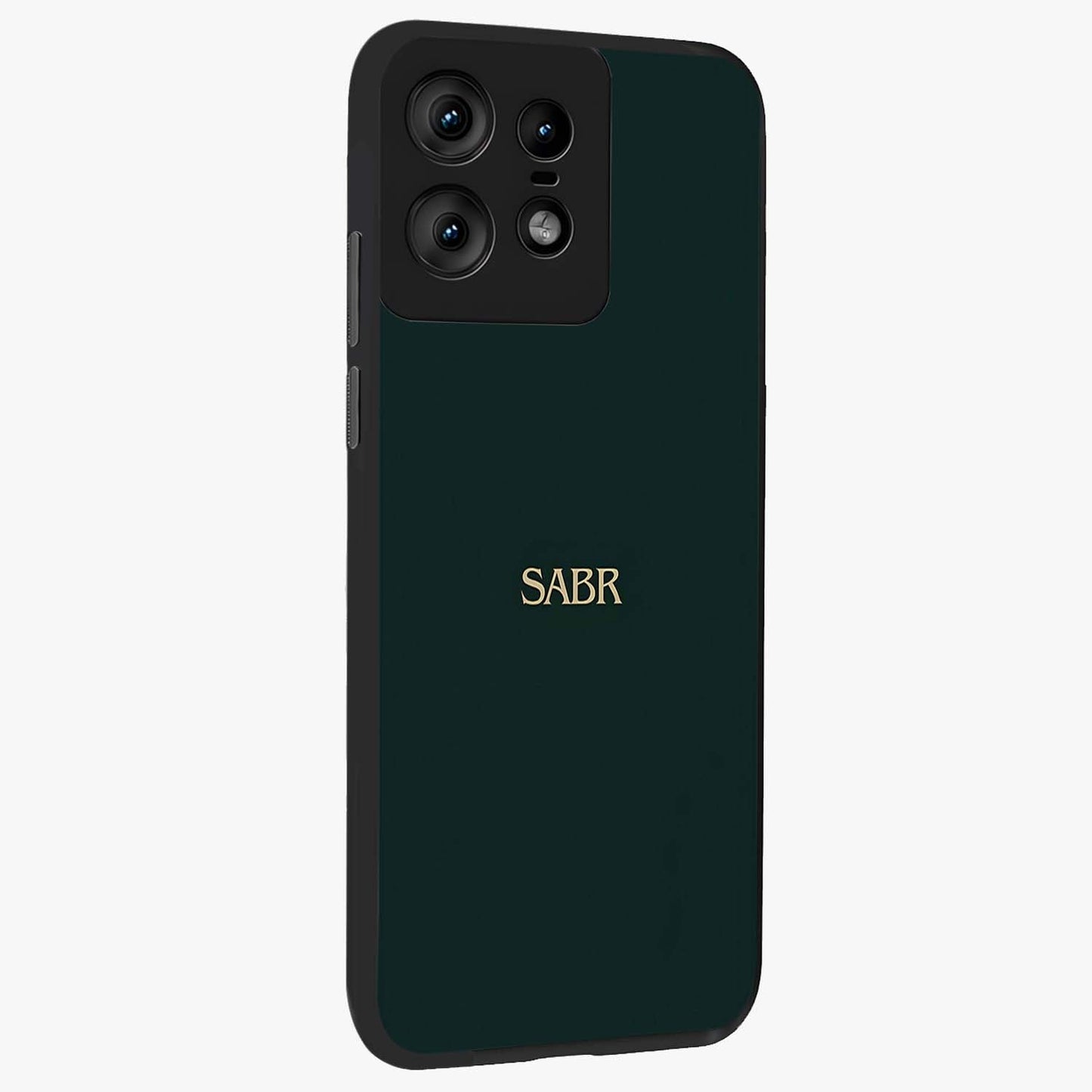 Sabr Minimal Patience Glass Case upright view showcasing calm minimalist artwork with motivational patience theme.