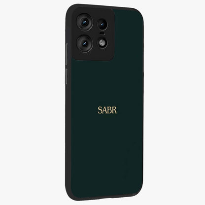Sabr Minimal Patience Glass Case upright view showcasing calm minimalist artwork with motivational patience theme.