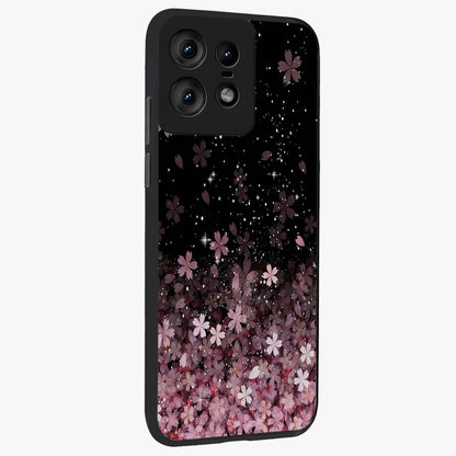 Small Starry Flowers Glass Case upright view showcasing charming floral artwork with dreamy starry theme.