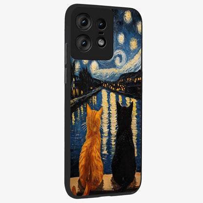 Starry River Cats Glass Case upright view showcasing adorable cat artwork with magical river and stars theme.