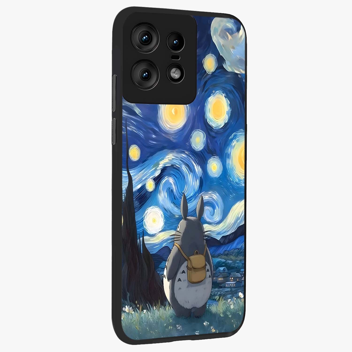 Totoro In Van Gogh Art Glass Case upright view showcasing creative character artwork with painterly artistic theme.