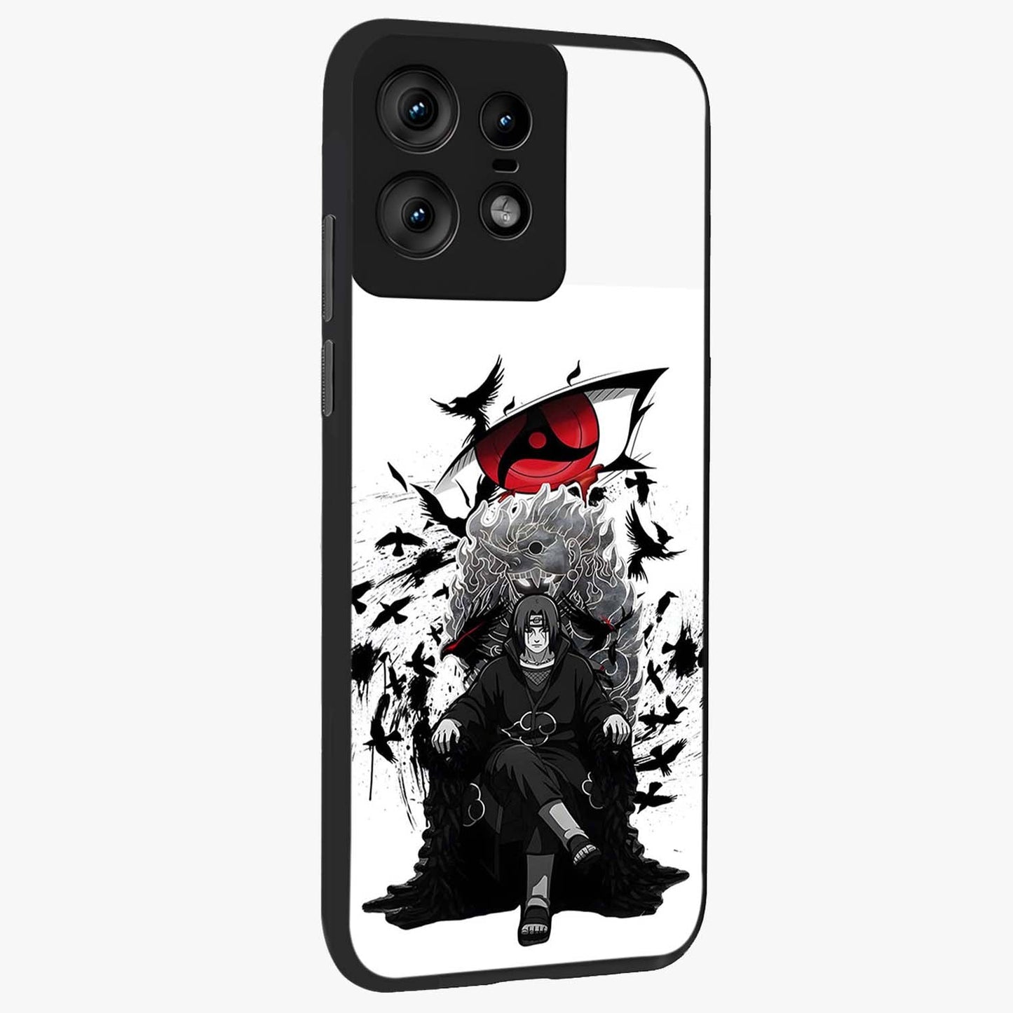 Uchiha Shadow Throne Glass Case upright view showcasing magical underwater galaxy artwork with vibrant cosmic theme.