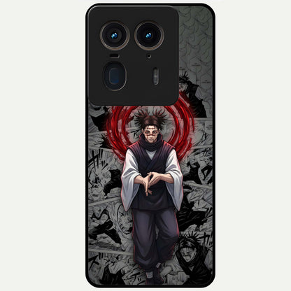 Cursed Ritual Ascension Glass Case showing flat back view with dark ritual themed artwork and glossy glass finish.
