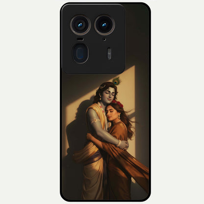 Divine Eternal Love Glass Case showing flat back view with spiritual love themed artwork and glossy glass finish.