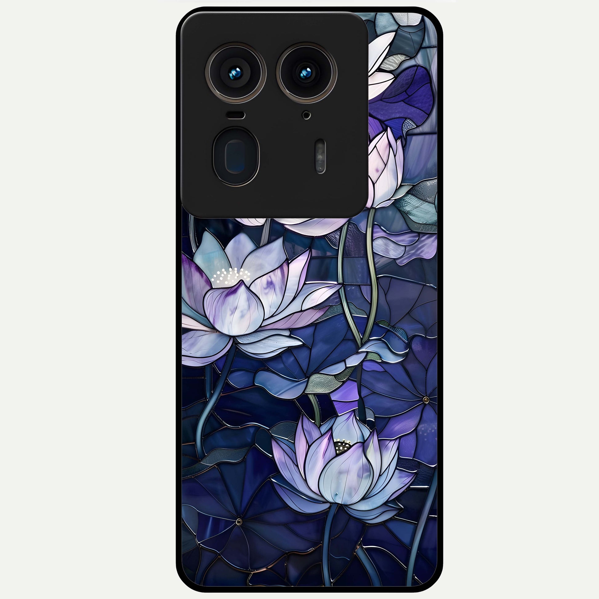 Gloss Petal Rush Glass Case showing flat back view with glossy flower petal artwork and smooth glass finish.