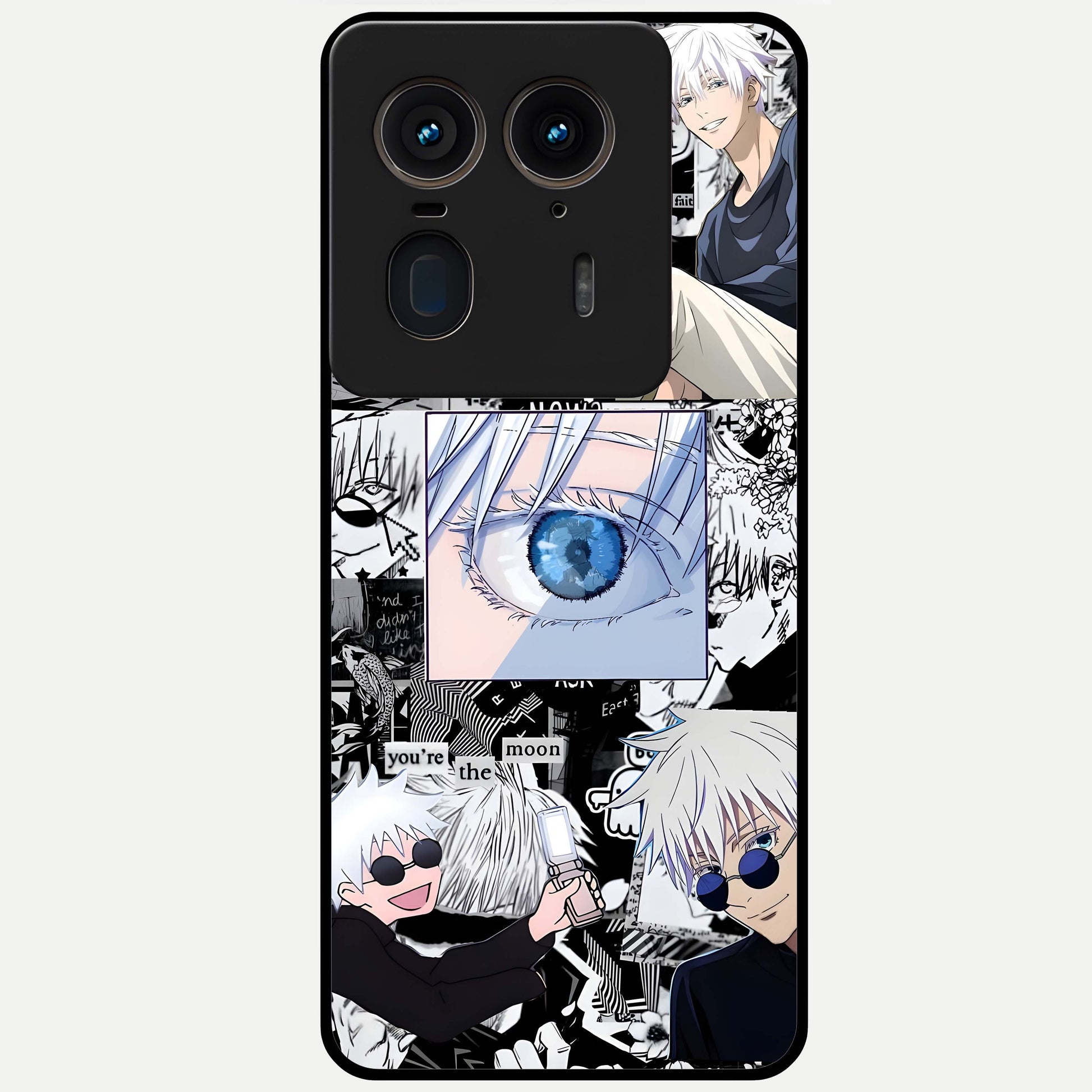 Infinity Sorcerer Chaos Glass Case showing flat back view with mystical sorcerer themed artwork and glossy glass finish.
