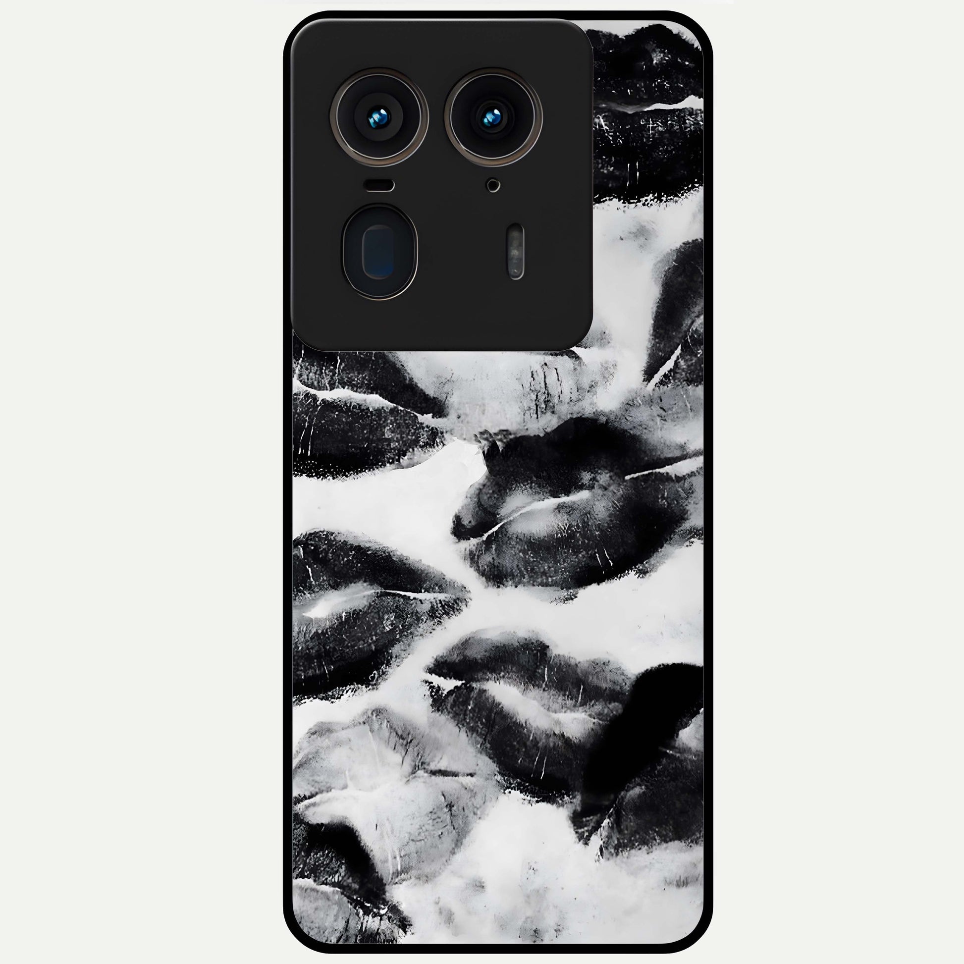 Midnight Kiss Marks Glass Case showing flat back view with lipstick kiss mark artwork and glossy glass finish.