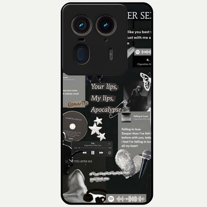 Midnight Love Echo Glass Case showing flat back view with romantic midnight themed artwork and glossy glass finish.