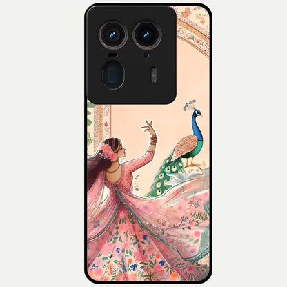 Royal Grace Muse Glass Case showing flat back view with elegant artistic artwork and glossy glass finish.
