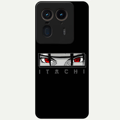 Scarlet Gaze Dominance Glass Case showing flat back view with striking red themed artwork and glossy glass finish.