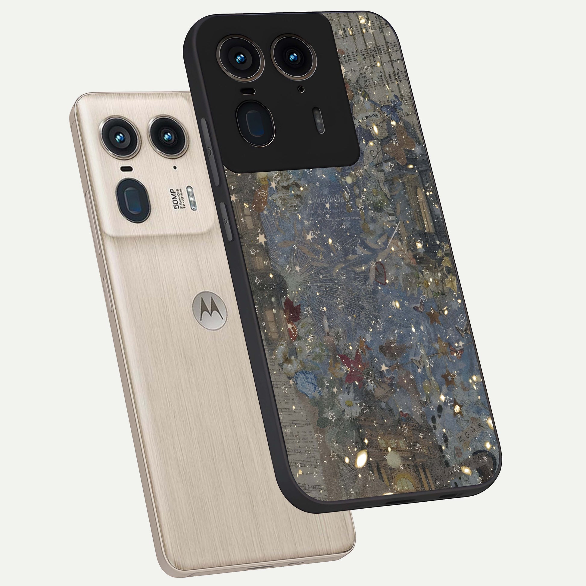 Aesthetic Astrolophia Glass Case displayed in angled mockup highlighting artistic aesthetic elements and smooth glass surface.