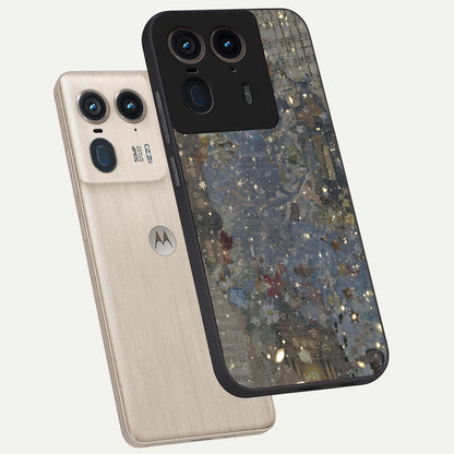 Aesthetic Astrolophia Glass Case displayed in angled mockup highlighting artistic aesthetic elements and smooth glass surface.