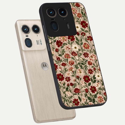 Biege Flower With Leaf Glass Case displayed in angled mockup highlighting minimal floral leaf design and elegant aesthetic.