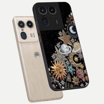 Cosmic Sparkle Dreams Glass Case displayed in angled mockup highlighting dreamy star sparkle design with celestial aesthetic.