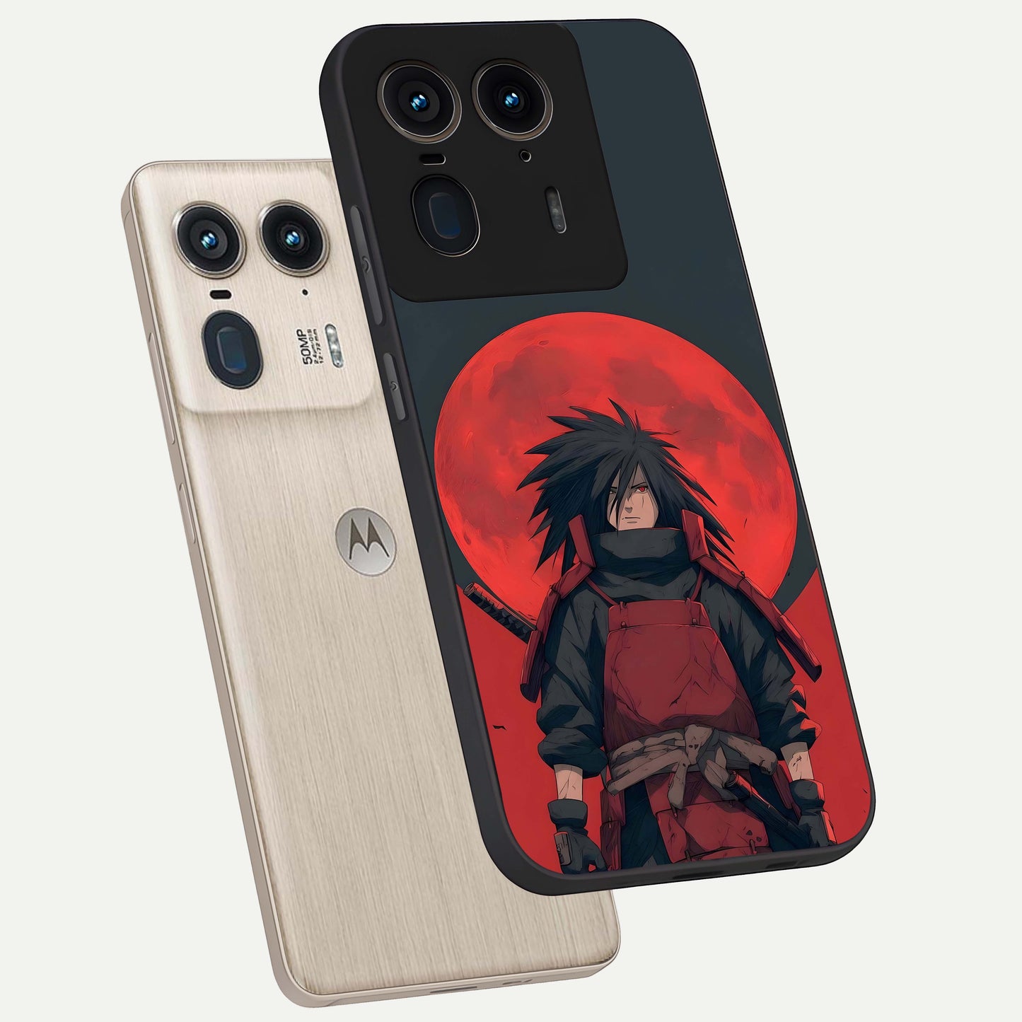 Crimson Moon Warlord Glass Case displayed in angled mockup highlighting dramatic crimson moon design with fantasy aesthetic.