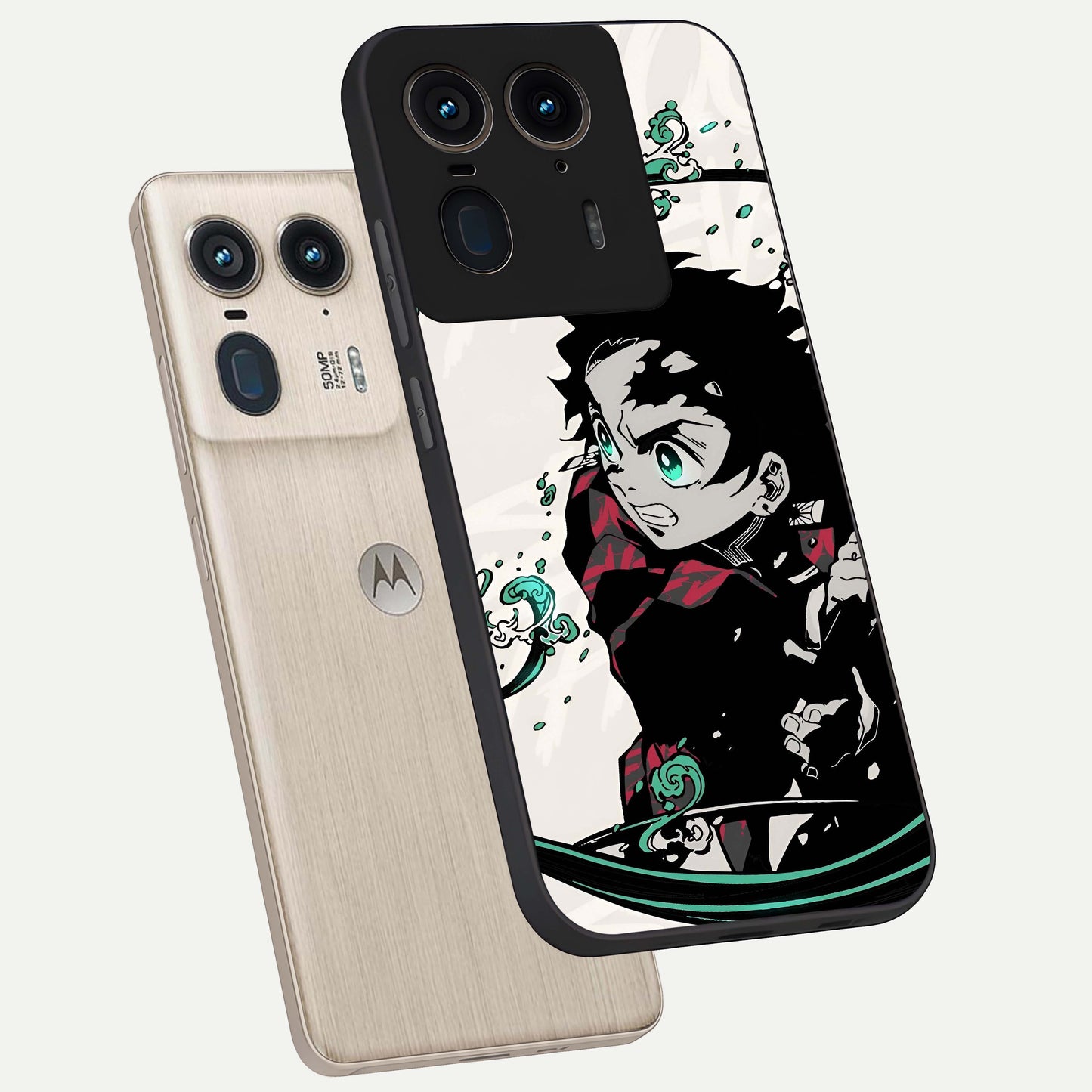 Demon Slayer Glass Case displayed in angled mockup highlighting dramatic anime character design with action aesthetic.