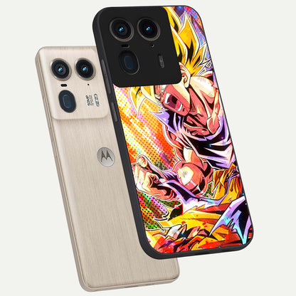 Firing Goku Glass Case displayed in angled mockup highlighting dynamic anime character design with action aesthetic.