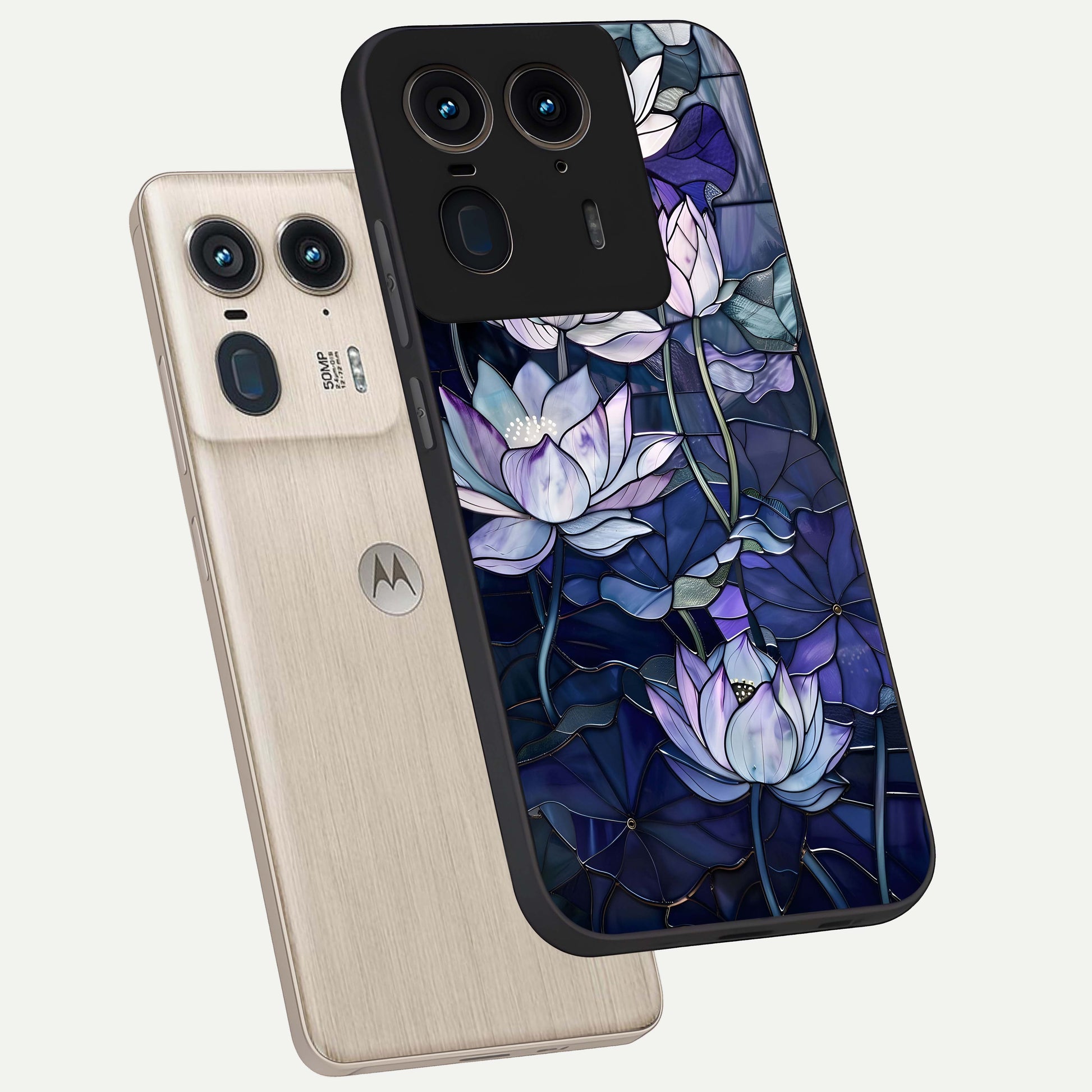 Gloss Petal Rush Glass Case displayed in angled mockup highlighting vibrant petal design with elegant floral aesthetic.