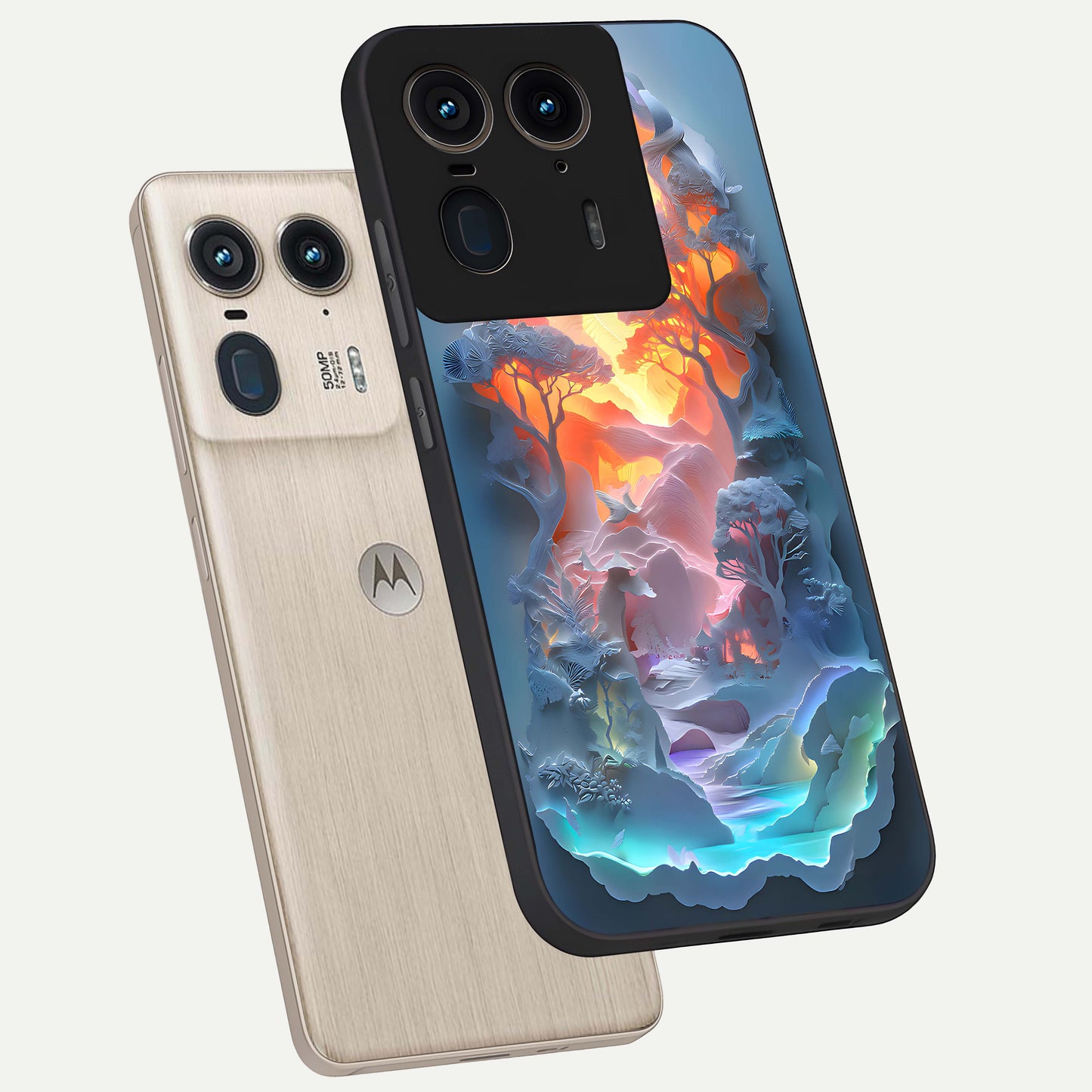 Glow Forest Portal Glass Case displayed in angled mockup highlighting mystical forest design with magical glowing aesthetic.