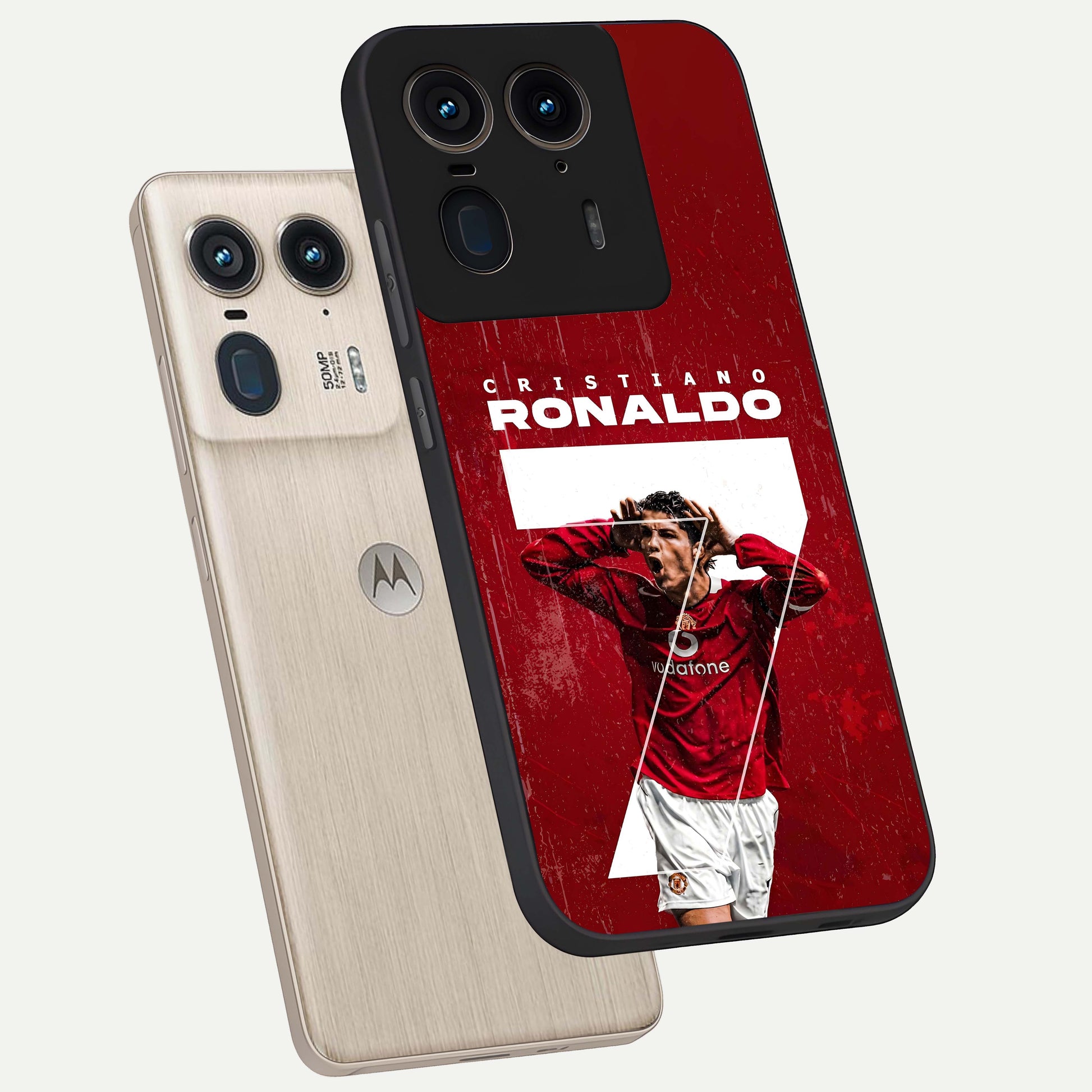 Goal Celebration Legacy Glass Case displayed in angled mockup highlighting energetic sports celebration design with bold athletic theme.