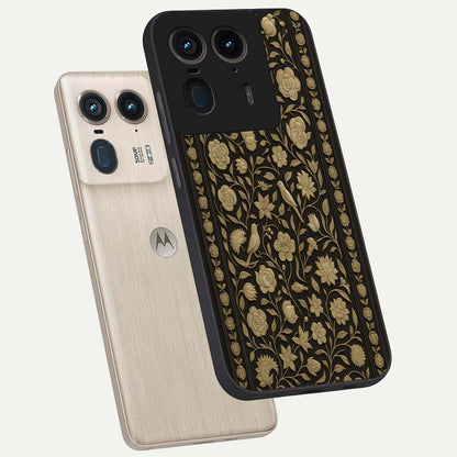 Golden Evil Eye Mandala Glass Case displayed in angled mockup highlighting protective evil eye symbol with golden mandala design.