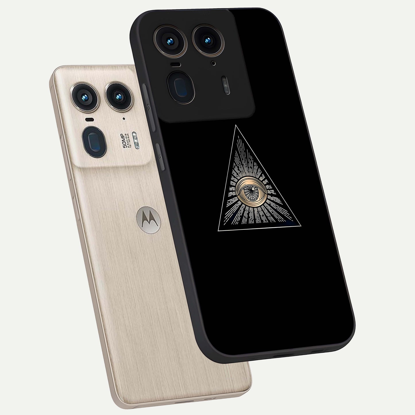Illuminati Evil Glass Case displayed in angled mockup highlighting dark occult inspired design with bold aesthetic style.