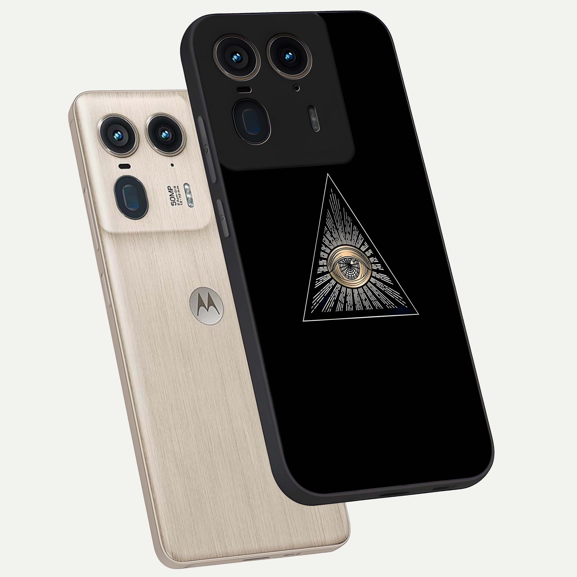 Illuminati Evil Glass Case displayed in angled mockup highlighting dark occult inspired design with bold aesthetic style.