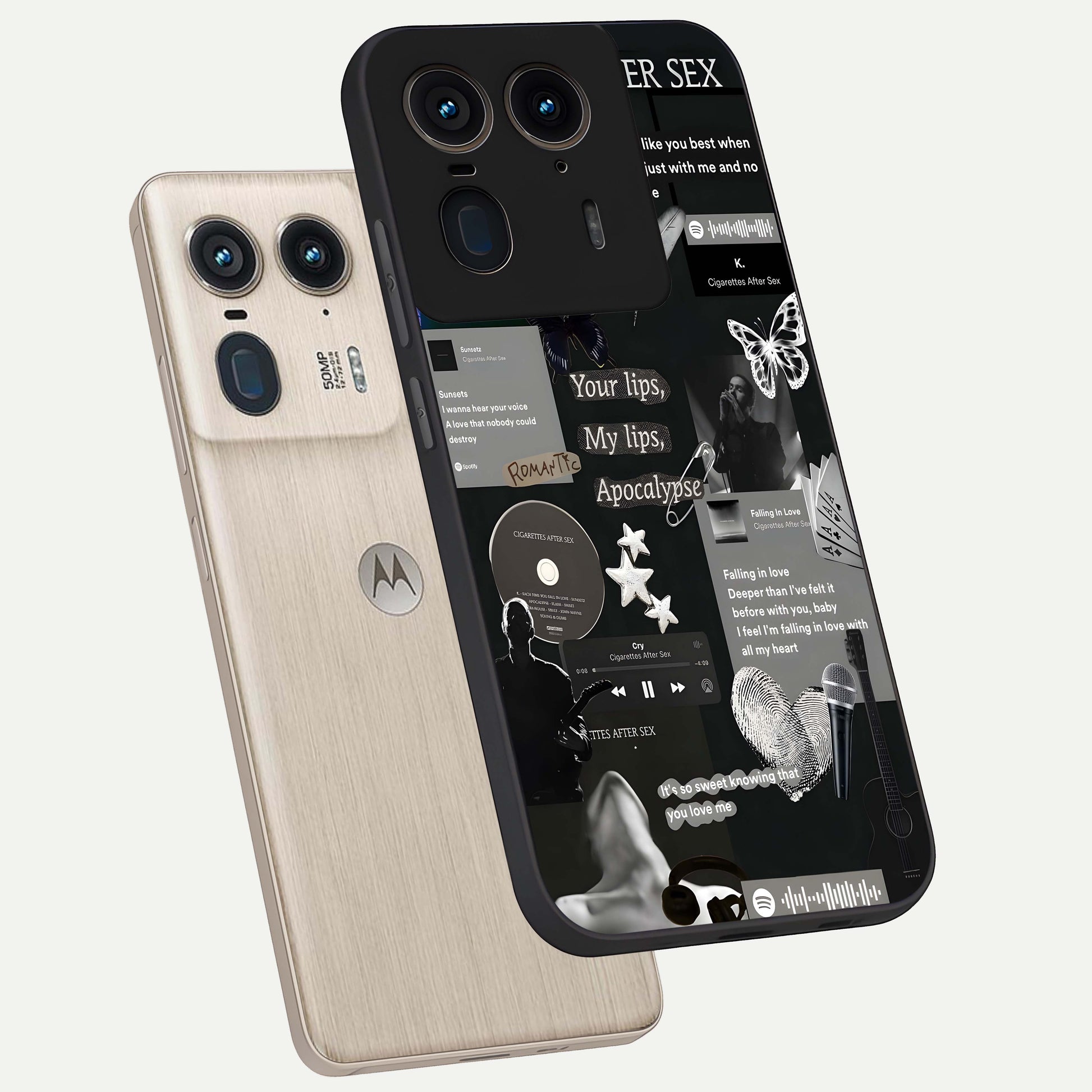 Midnight Love Echo Glass Case displayed in angled mockup highlighting elegant love inspired design with deep aesthetic style.