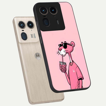 Pink Panther Glass Case displayed in angled mockup highlighting playful cartoon character design with vibrant pink aesthetic.