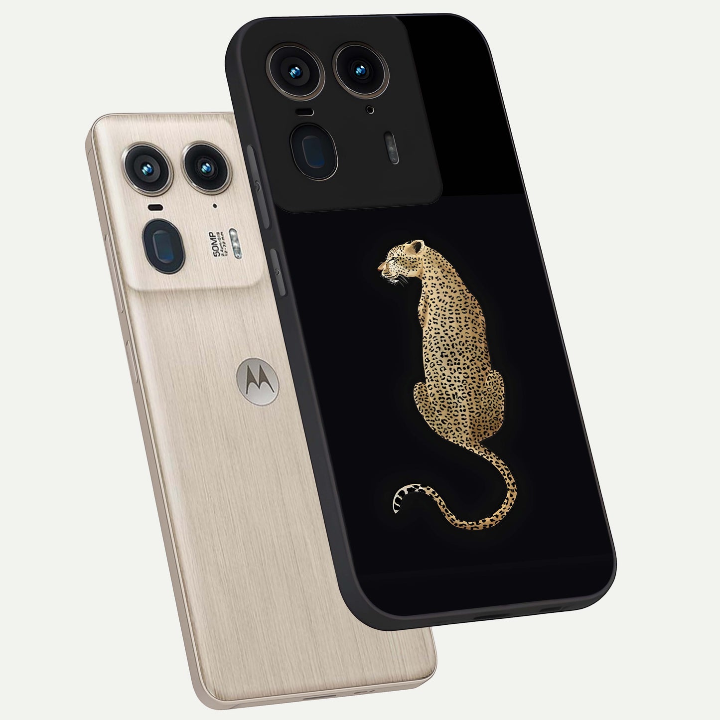 Regal Leopard Glass Case displayed in angled mockup highlighting powerful animal illustration with stylish wild aesthetic.